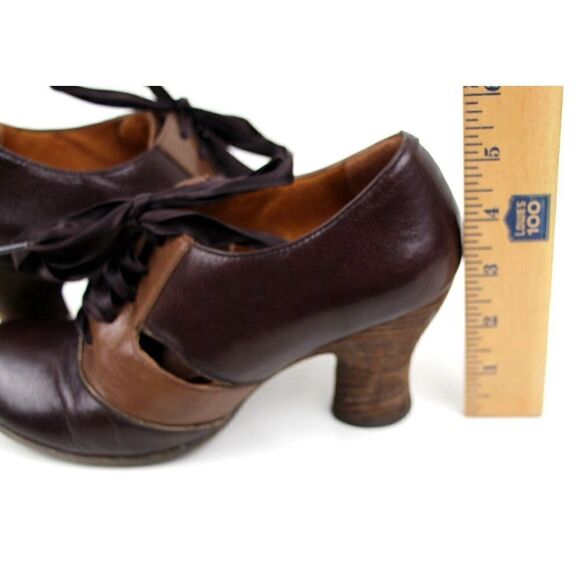 VTG NAYA JASPER TAN BROWN GENUINE LEATHER MID HEEL ROUND TOE LACES SHOES 6M - Picture 11 of 11